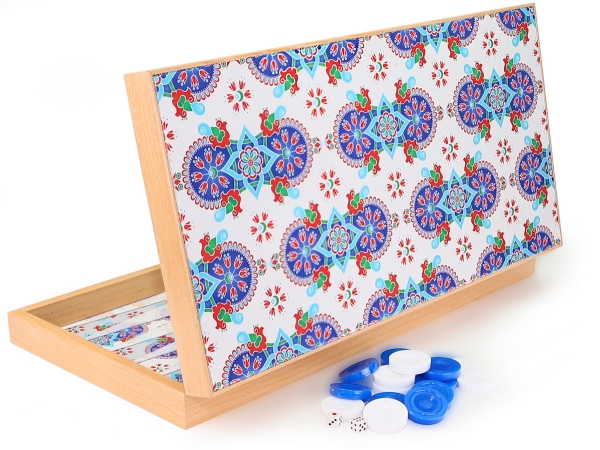 Luxus Backgammon Tavla Dama XXL Gesellschaftsspiele Türkische Fliesen Optik